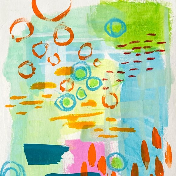 Land of Many Suns Original Mixed Media Wall Art Collage Painting 8x10in Matted - Picture 3 of 7